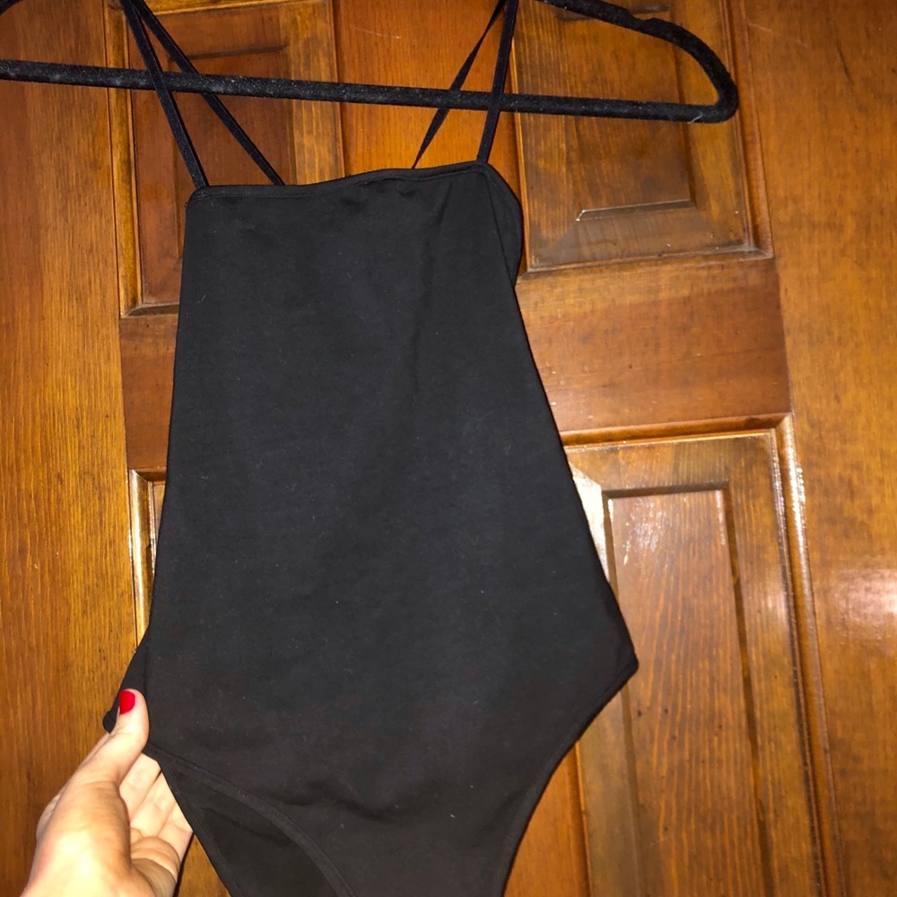 Zaful, black, backless, tie, bodysuit